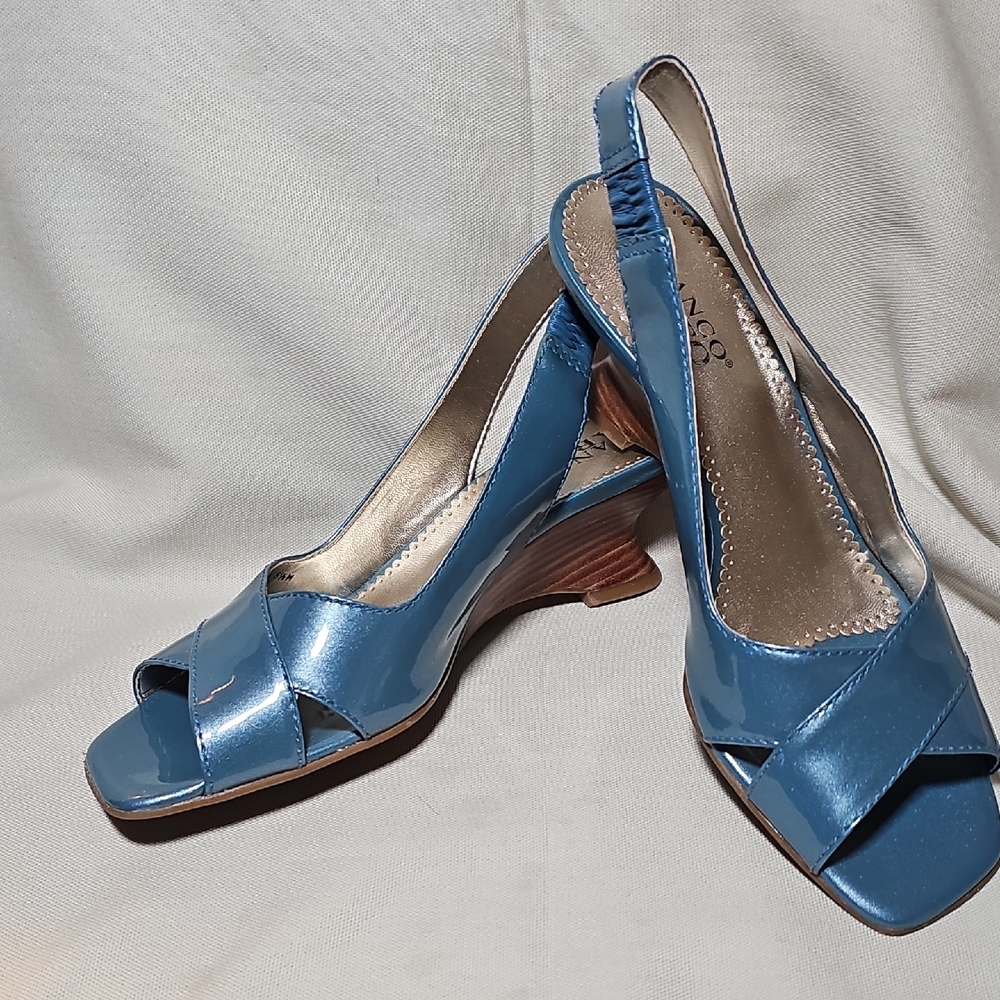 Franco Sarto Sky Blue Slingback Wedges